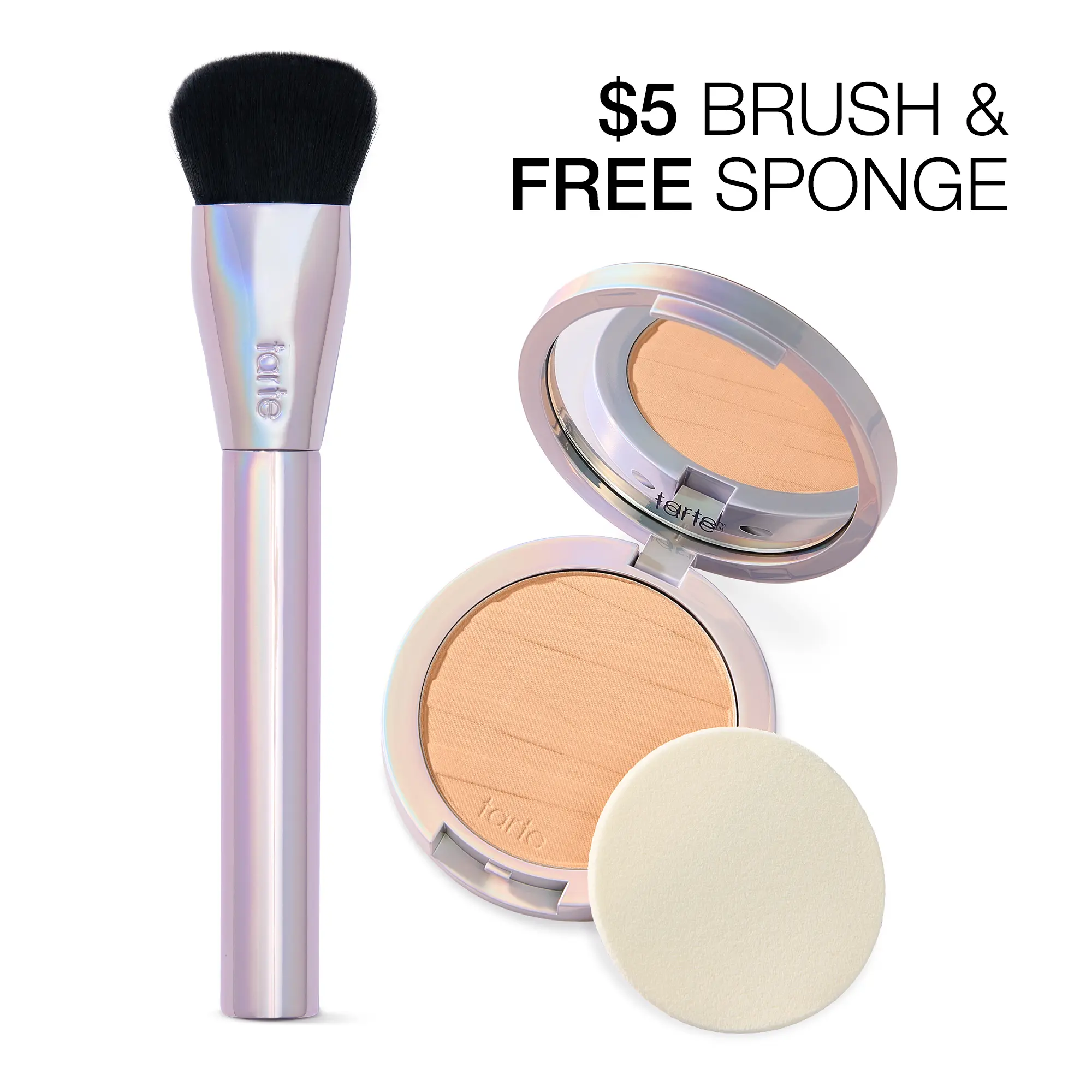 tarte shape tape powder foundation & brush duo - medium coverage, natural matte finish + foundation brush for flawless skin