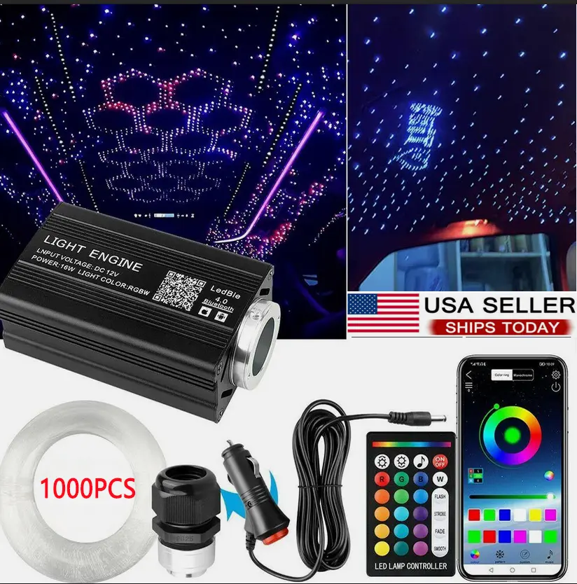 Music Sync Fiber Optic Star Lights 1000pcs 0.5mm Fibers Twinkle with Rhythm APP Control 16 Million Colors for Car Home Decoration Led Multicolor