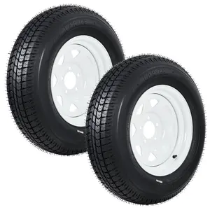 Garvee ST205/75D15 Trailer Tire and Wheel Assembly, Heavy-Duty Load Range C 6PR, 5 Lug White Modular Wheel, 15 Inch Tires for Utility/Boat/Camper Trailers, Set of 2