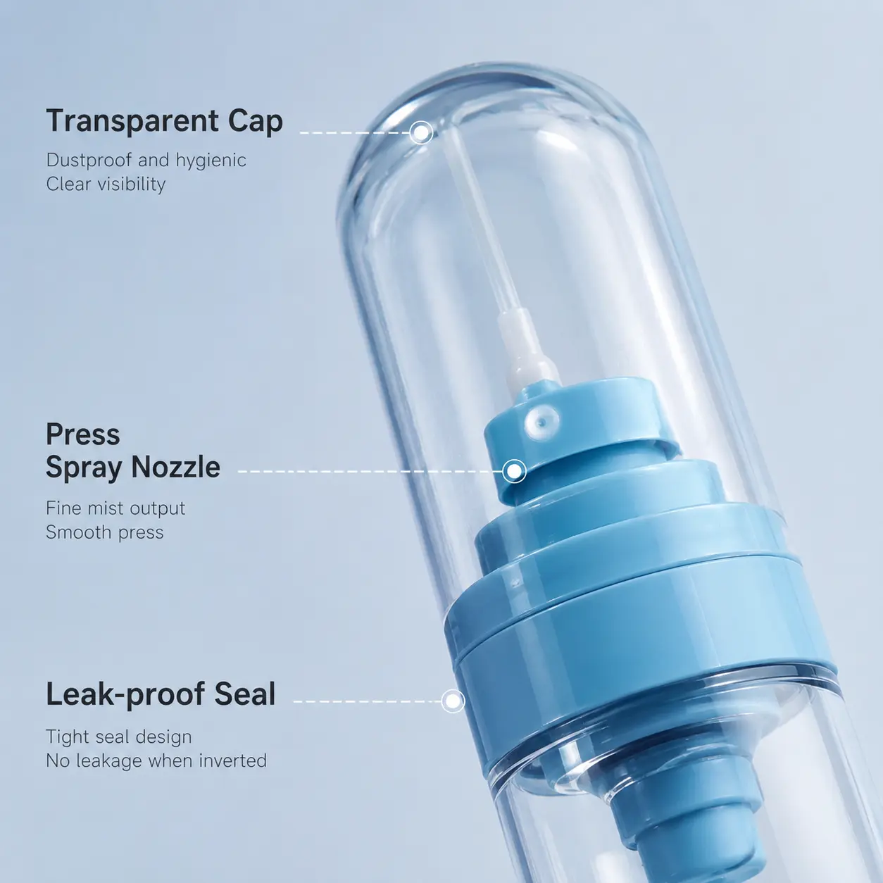 2 Counts, Portable Transparent Fine Mist Spray Bottles, Leakproof Sealed Design, Wide Spray Coverage, for Travel Liquid Dispensing and Daily Carrying