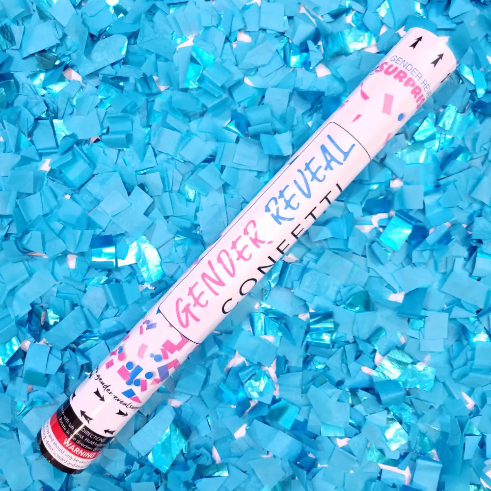 18-in Biodegradable Paper Confetti Popper Cannon - Smoke-Free Launch, Easy-to-Use, 25ft Cloud Burst, Discreet Mystery, Indoor/Outdoor Safe Festive Supply for Gender Reveal Event Decorations