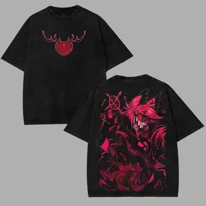 Alastor Hazbin Hotel Season 2 Wash T-Shirt,Hazbin Washed Shirt, Comic Shirt, TV Show Shirt graphic tees Menswear Top Cotton Fabric lover streetwear