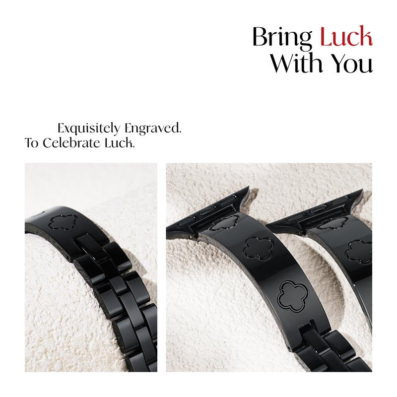 Missair Love&Luck Band 316L Stainless Steel Compatible with Apple Watch Series 1-11 SE Ultra (38-49mm) – Fashionable Luxury Watchband for iWatch Wearable Accessories