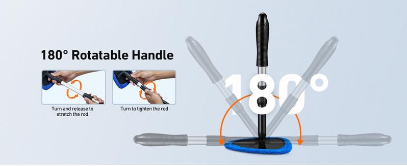 【Valentine's Day Gift】AstroAI Car Windshield Cleaner Tool, Window Cleaning Kit with 39in Car Mirror Squeegee, 4 Reusable Microfiber Pads and Extendable Handle, Blue