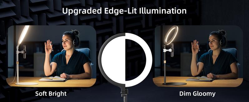 (Valentine's Deal) Weilisi Desk Ring Light with Stand - 10.5'' Desktop Ring Light with Phone Holder for Video Recording, Adjustable Desk Lighting for Webcam, Meetings, Live Stream, Home Office