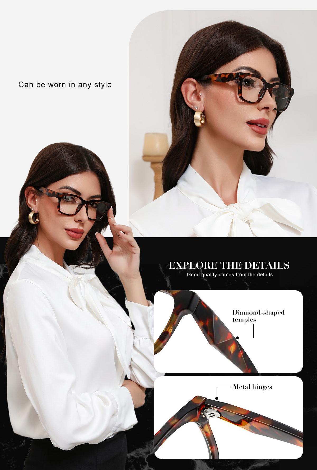 Kimorn Women's Blue Light Blocking UV400 Protection Glasses High Quality Eyewear, Angular Frame, Sleek Anti Light Non Prescription, Lightweight Fashion Accessories for Women, Work & Daily Screen Use