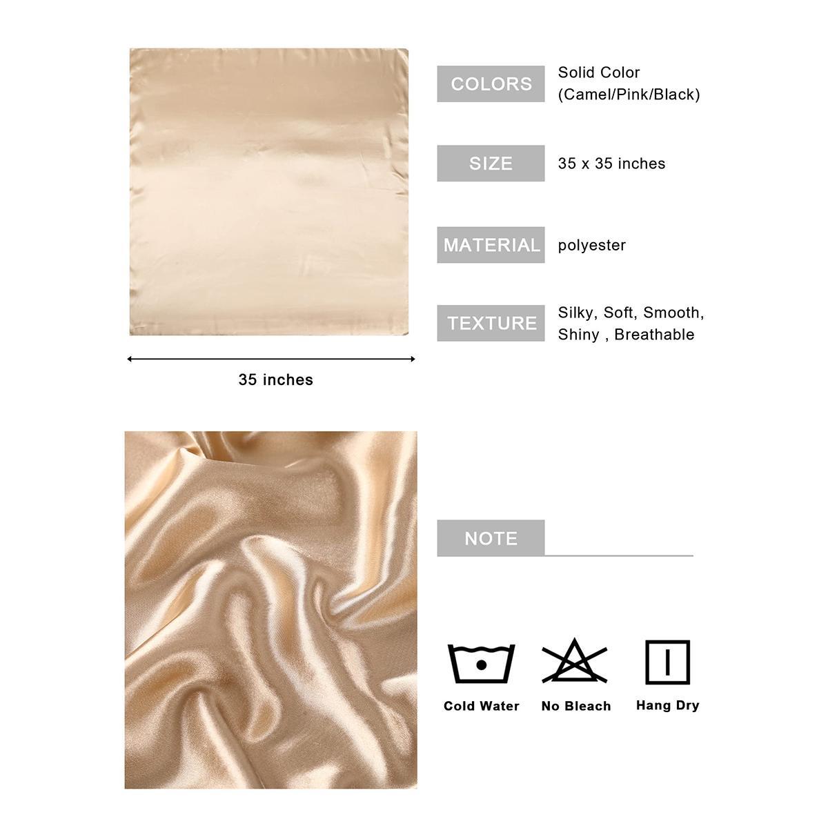 AWAYTR 3PCS 35” Large Square Head Scarf Fashion Hair Scarves Bandana Scarf Headscarf Women's Silk Feeling Scarf Head Wrap