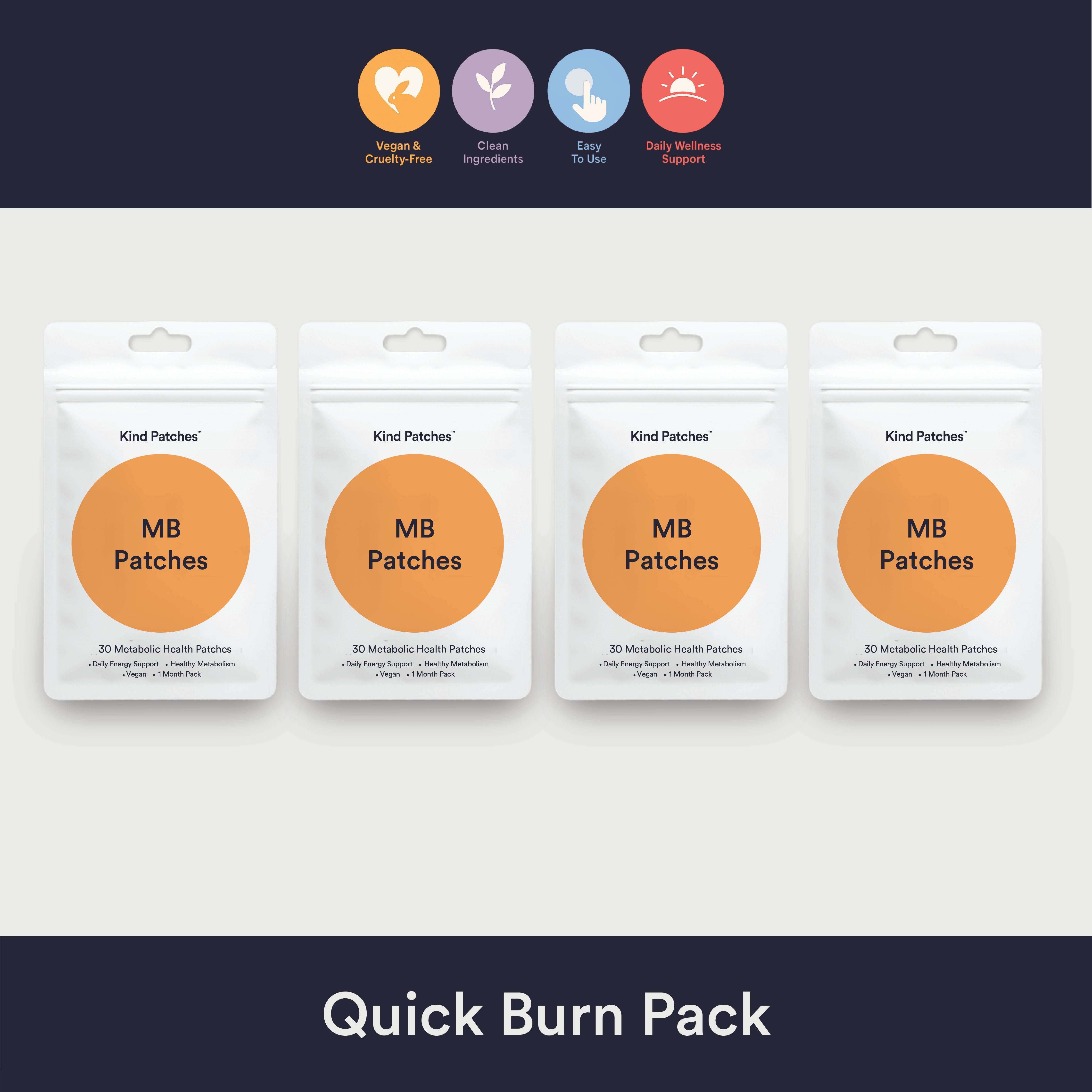 4 Packs of Metabolic Balance Patches:  Energy Support, Support Metabolism, 4 Months Supply, Orange & Grapefruit Extract