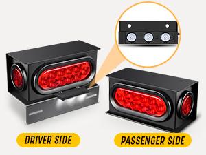 Nilight 2PCS Steel Trailer Light Boxes Housing Kit w/6Inch Oval Red LED Tail Lights 2 Inch Round Side Marker w/Grommet Plugs Wire connectors