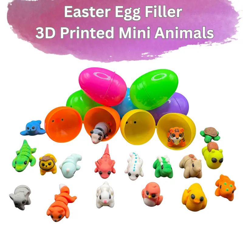 Mini Articulated Animals - 3D Printed Easter Egg Fillers & Party Favors | Kids Easter Basket Filler