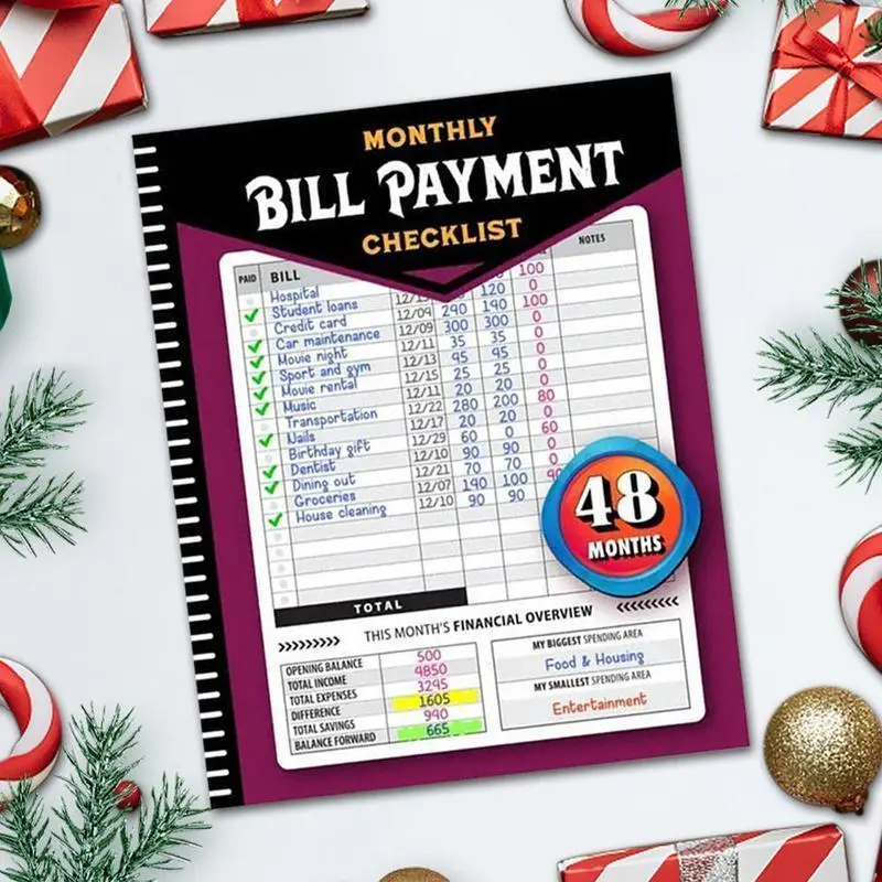 48-Month Budget Planner & Bill Payment Tracker, Monthly Expense Tracker Notebook, Money Management Journal, Savings Goal Tracker, Personal Finance Journal for Budgeting, Home, Office, Students & Dorm, Back to School Essentials
