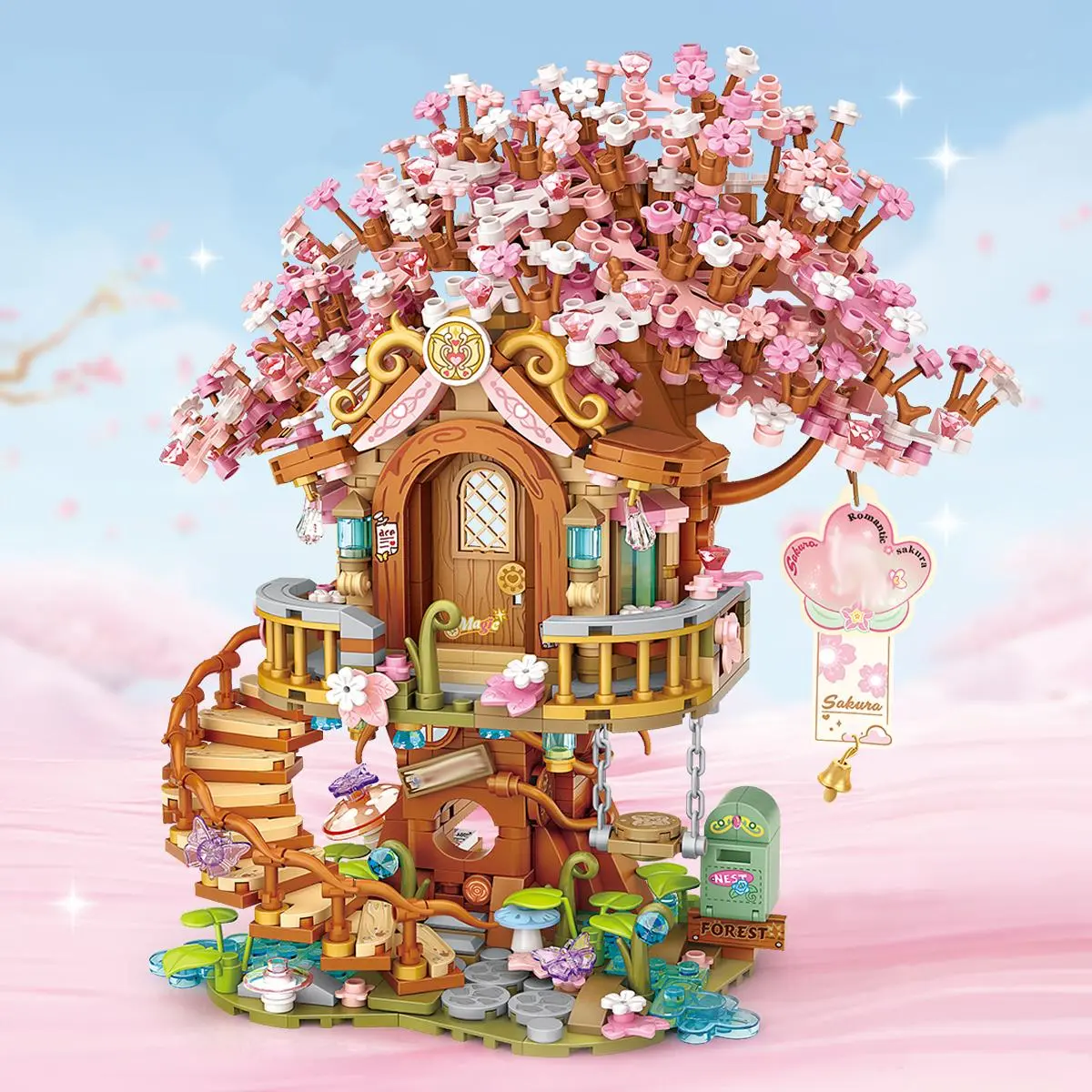 Cherry Blossom Tree House Design Building Block Sets, 1149pcs/set, Moc Blocks Set, Toy for Girls, Kids Toys, Flower Bricks, Stem Building Blocks Crafts