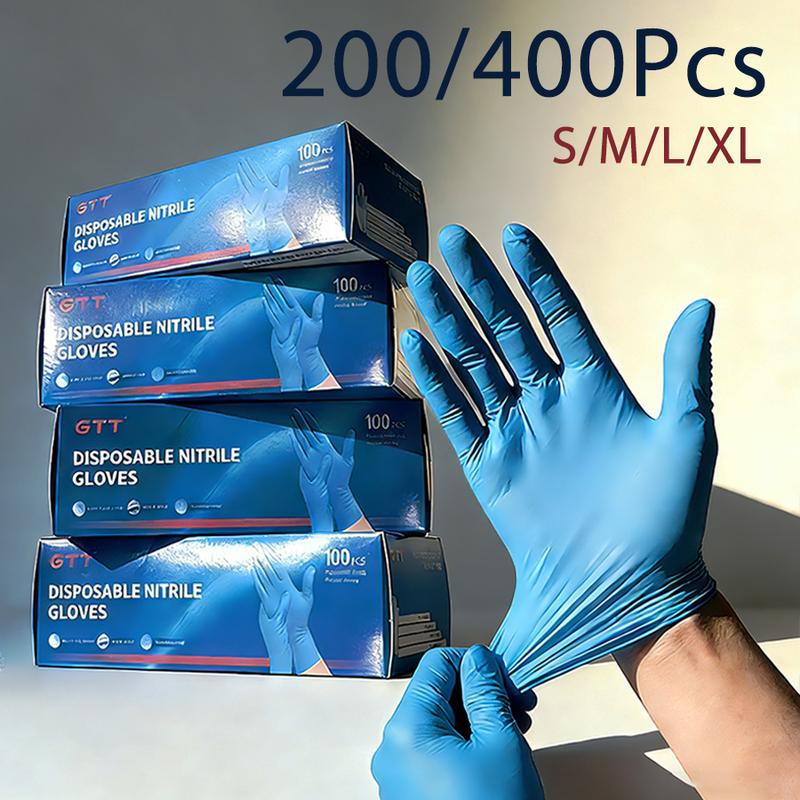 Thickened Disposable Nitrile Gloves Blue 200/400Pcs, Latex & Powder Free, Puncture Resistant, Textured Non-Slip Grip, Food Safe Multi-Purpose Gloves, Food Grade, S/M/L/XL, Ideal for Household, Catering, Beauty & Industrial Work