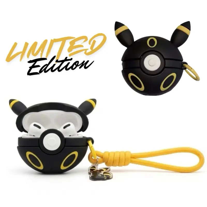 Cute 3D Black Cartoon Protective Case with Strap & Keychain – Compatible with AirPods 1/2/3/4 & AirPods Pro 1/2/3