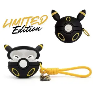 Cute 3D Black Cartoon Protective Case with Strap & Keychain – Compatible with AirPods 1/2/3/4 & AirPods Pro 1/2/3