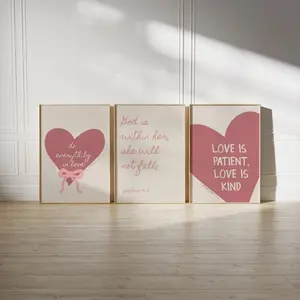 Coquette Christian Wall Art Set: Pink Bible Verse Poster Unframed