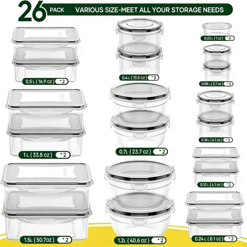 40/42/50/52 pcs Large Airtight Food Storage Containers & lids Reusable Leak-Proof Stackable BPA-Free Snacbox Containers, Kitchen, Utensils