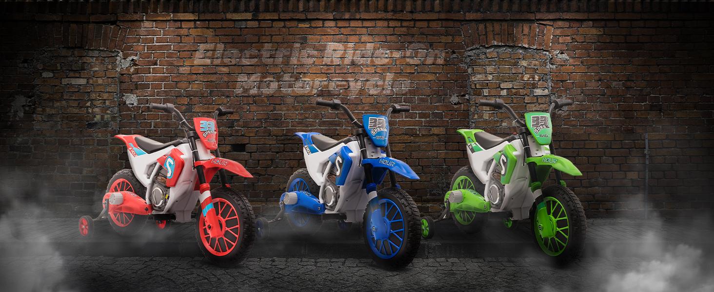 Aosom 12V Kids Motorcycle, Electric Motor Bike, Battery-Powered Ride-On Toy with Charging Battery, Training Wheels
