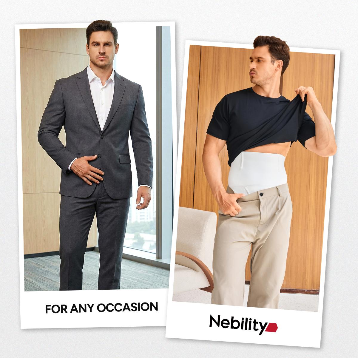 【Nebility】 Men’s High-Waist Tummy Control Shapewear, Slimming Compression Boxer Briefs Underwear, Seamless Belly Slim Fit SpringStatements