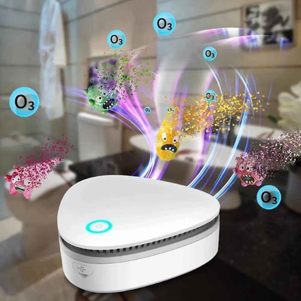 Small Portable Ozone Machine, Smoke Odor Purifier, Home Air Purifier, Tabletop Air Purifier, Travel Air Purifier, Air Cleaner, Quiet Operation, Ideal for Home, Car, Refrigerator, Shoe Cabinet, Compact Design