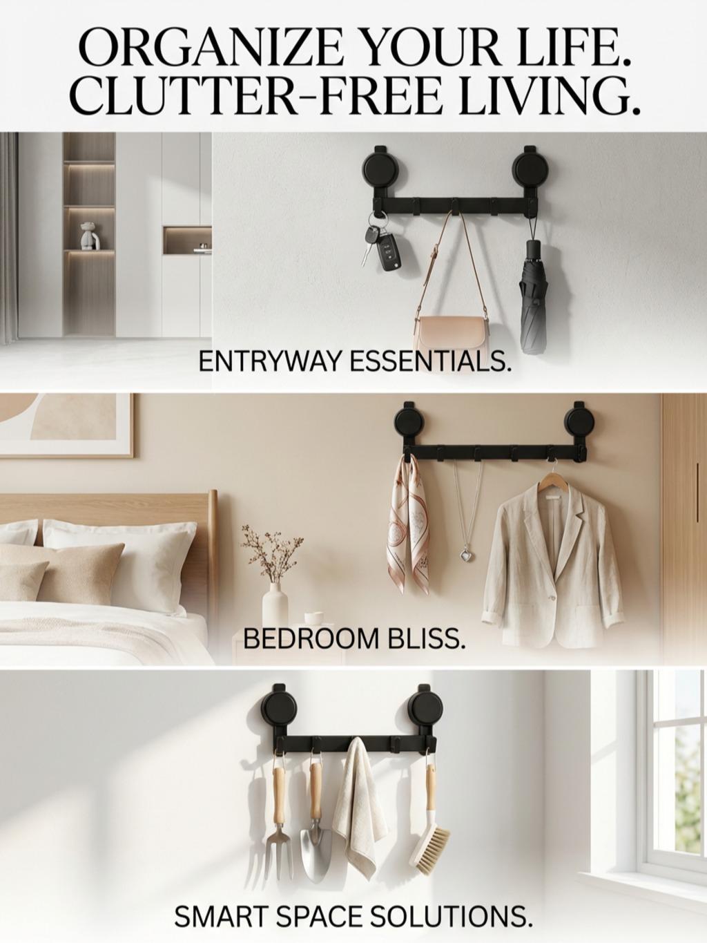 Over-the-Door Suction Cup Hook Rack – No-Drill & Removable, Heavy-Duty Load-Bearing | Bathroom & Entryway Coat Hanger Organizer