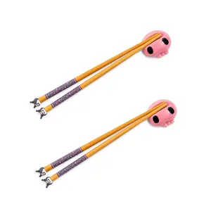 Sanrio Kuromi 2-Pair Bamboo Chopstick Set With Ceramic Rests