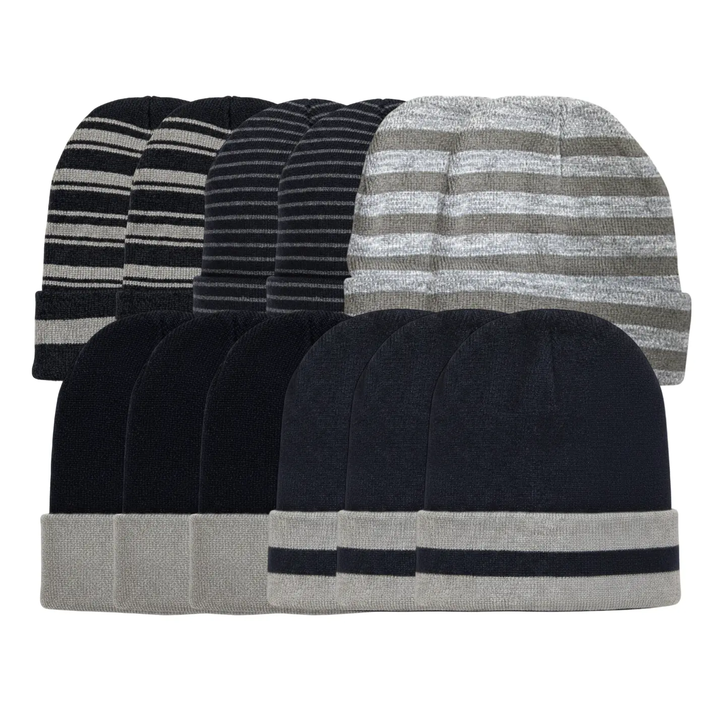 Men's Knit Cuffed Beanie Thick Premium Quality Knitted Slouchy for Men 1/2/3/4/5/6/12 Pack Women Unisex Winter Cozy Warm Hat Acrylic Ski Stocking Cap Skull Assorted Value relaxed fit aesthetic oversized loose fit