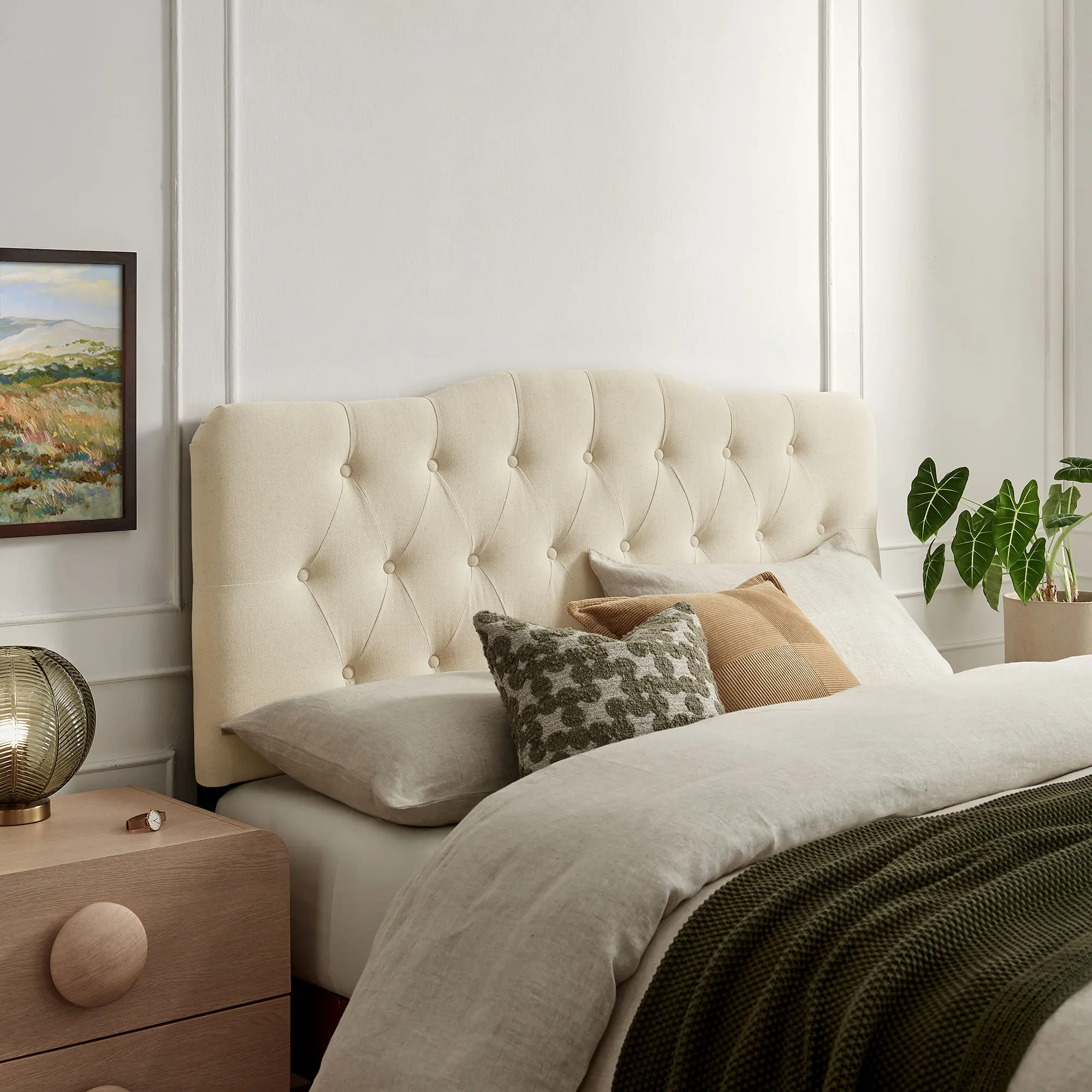 Annabel Premium Linen Blend Full Headboard in Linen