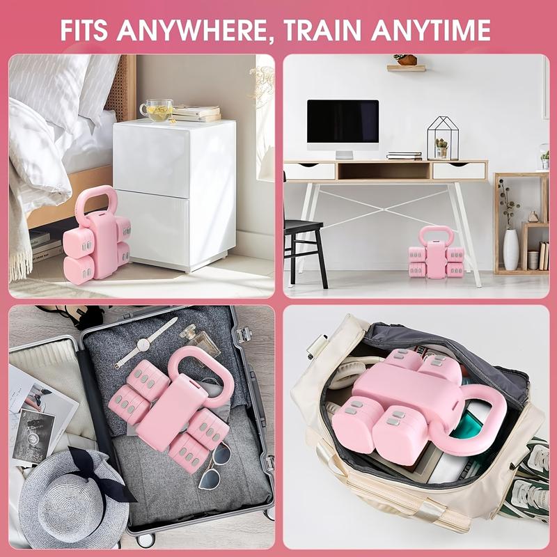 4-in-1 Adjustable Dumbbell Set , 22LBS/11LBS Hand Weights for Women, 1s-Adjust Dual-Stable Dumbbell Set for Women Home Gym & Outdoor equipment wide grip safety guarantee fit Dumbbell Barbell Set Coated Cast Iron Kettlebell Powder Dumbbell Weight Set