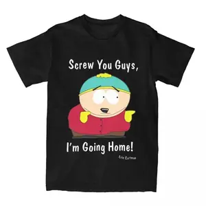 Southpark Eric Cartman Men T Shirt Screw You Guys I'm Going Home Funny Tee Shirt Short Sleeve Round Neck T-Shirts 100% Cotton