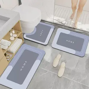 3PCS Bathroom Diatomite stone bath mats,Super Absorbent Diatomaceous Earth Bath Mat, Non Slip Rubber Backed stone drying mat, Thin Bathroom Rugs Floor Mat Bathroom Living Room Kitchen Laundry multiple scene Bathroom Home Decor, Bathroom Accessories