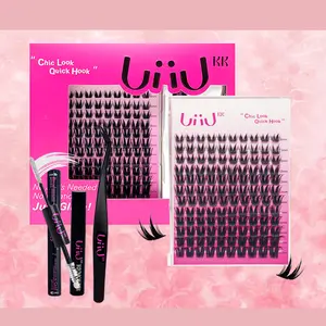 UiiUKK  Bambi Lash CLusters Kit,  Manga Lash Extension with Waterproof Long-lasting Lash Bond and Seal,Tweezers and Remover for DIY Eyelash at Home Easily, Natural Makeup Girl Gifts