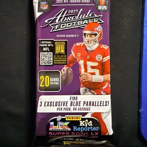 Panini 2025 Absolute Football NFL Trading Cards Pack with 20 Cards and 3 Exclusive Blue Parallels