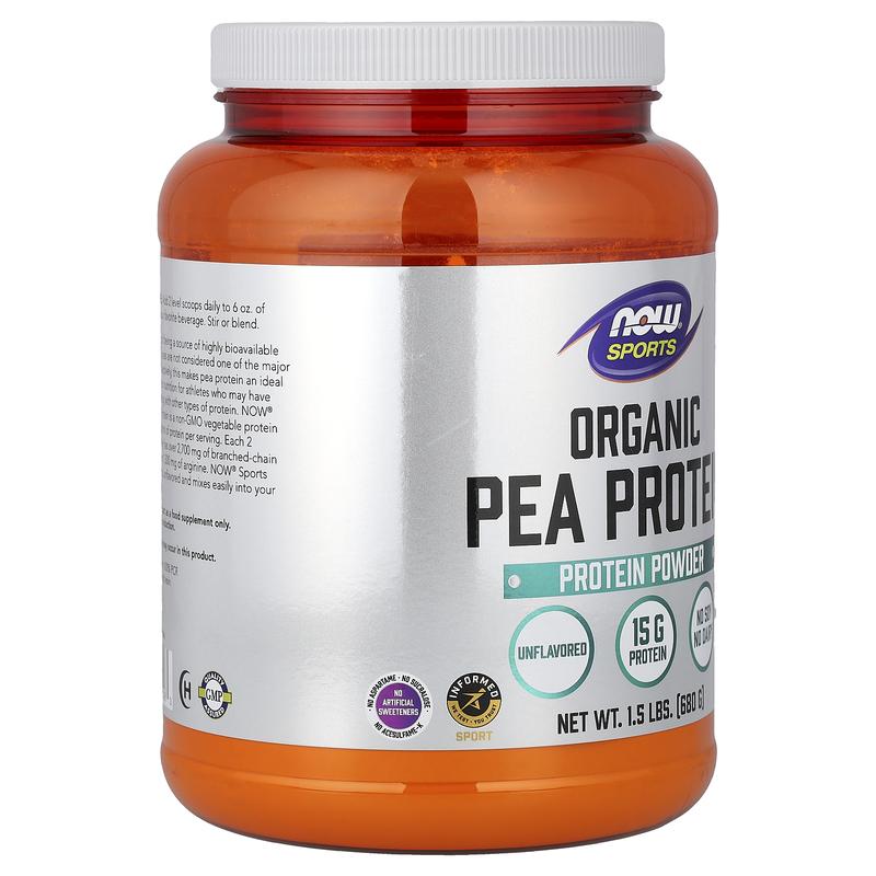 NOW Foods Sports, Organic Pea Protein Powder, Unflavored, 1.5 lbs (680 g)