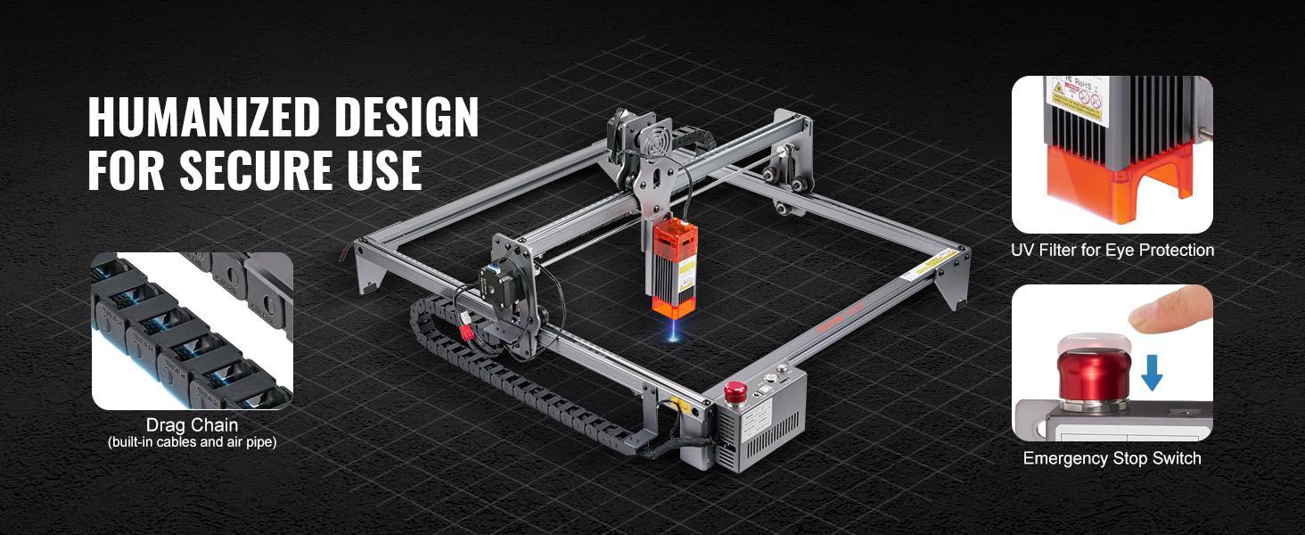 VEVOR Laser Engraver,  5W Output Laser Engraving Machine, 16.1" x 15.7" Large Working Area, 10000mm/min Movement Speed, Compressed Spot with Eye Protection, Laser Cutter for Wood, Metal, Acrylic