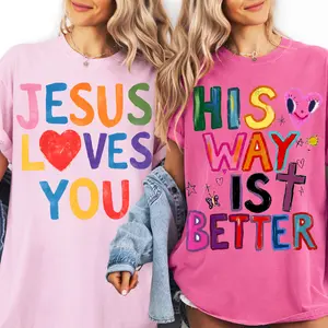 His Way is Better Comfort Colors Shirt, Jesus Loves You, Faith inspired Tee, Christian Graphic Shirts, Everyday Graphic Tee, Easter Outfit, Heart, Smiley Faces