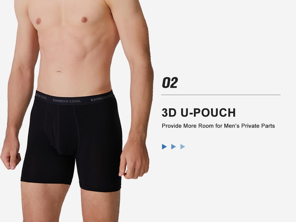 BAMBOO COOL Men's Underwear Soft Comfortable Breathable Fabric 92% Viscose 8% Spandex Pack of 4 Multiple Colors Open Fly Design for Home Exercise Travel Moisture-Wicking Boxer Briefs