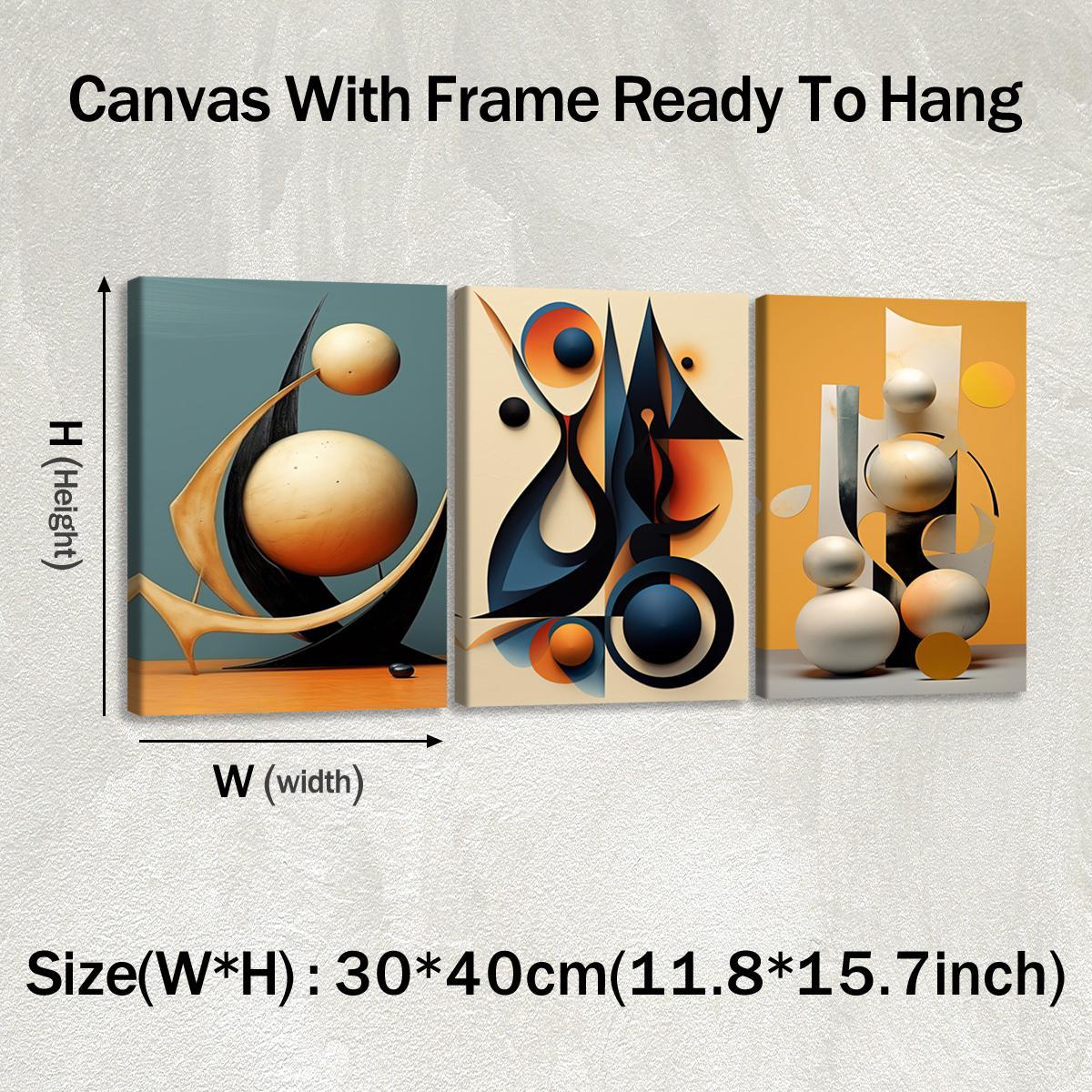 3Pcs Wooden Framed Canvas Painting, African Woman Abstract Geometric Shapes Gold Orange, Exquisite Poster, Home Decoration, Pattern Wall Art Decor, For Living Room, Bedroom, Office, Restaurant, Bar Wall Decor, Odorless, Painting, Print Artwork