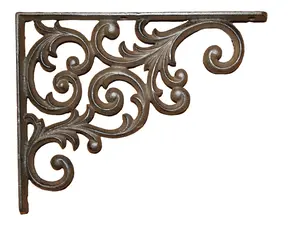 DECORATIVE SHELF BRACKET B-23 Dual Use Plant Hanger 7-3/4" x 9-1/4" Matte Brown Powder Coat Finish Open Shelving Support