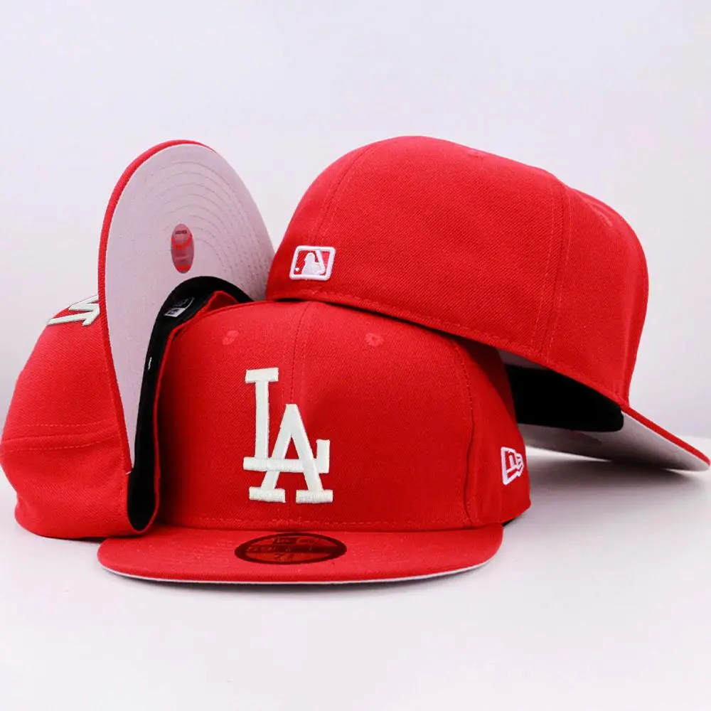 New Era Official MLB 59FIFTY Fitted Cap, LA Dodgers Anniversary Patch Flat Brim Streetwear Baseball Hat