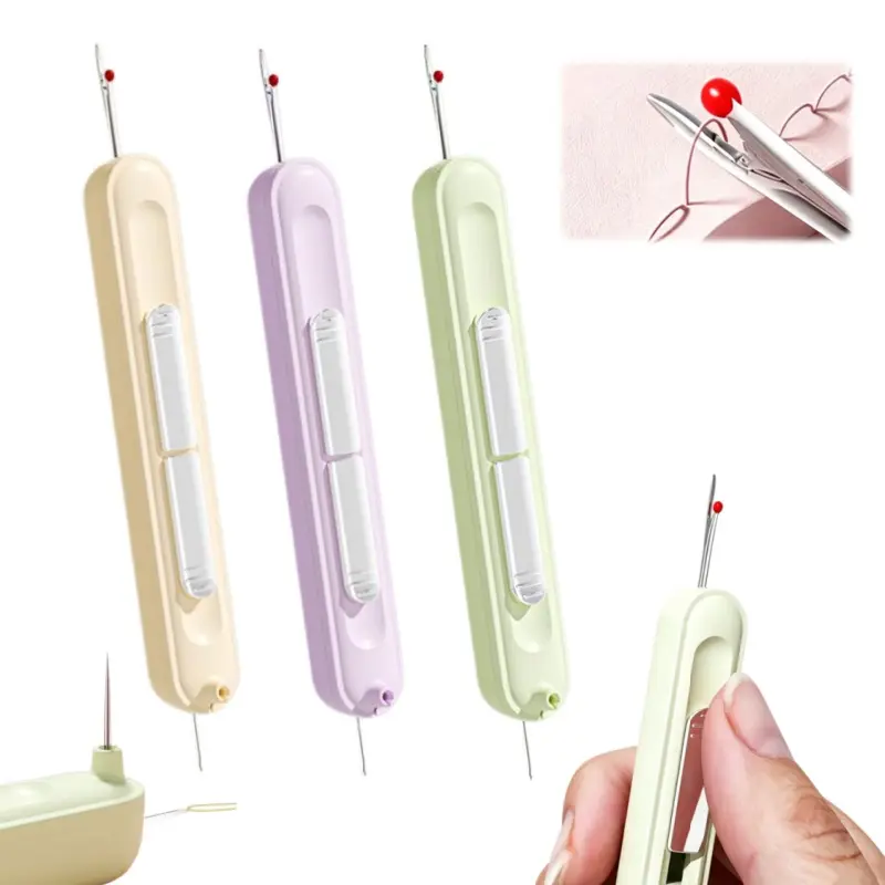 3pcs Portable 2-in-1 Sewing Tool - Automatic Threading Needle Threader & Dual Head Stitch Remover for Embroidery Mending, DIY Garment Craft Repairs