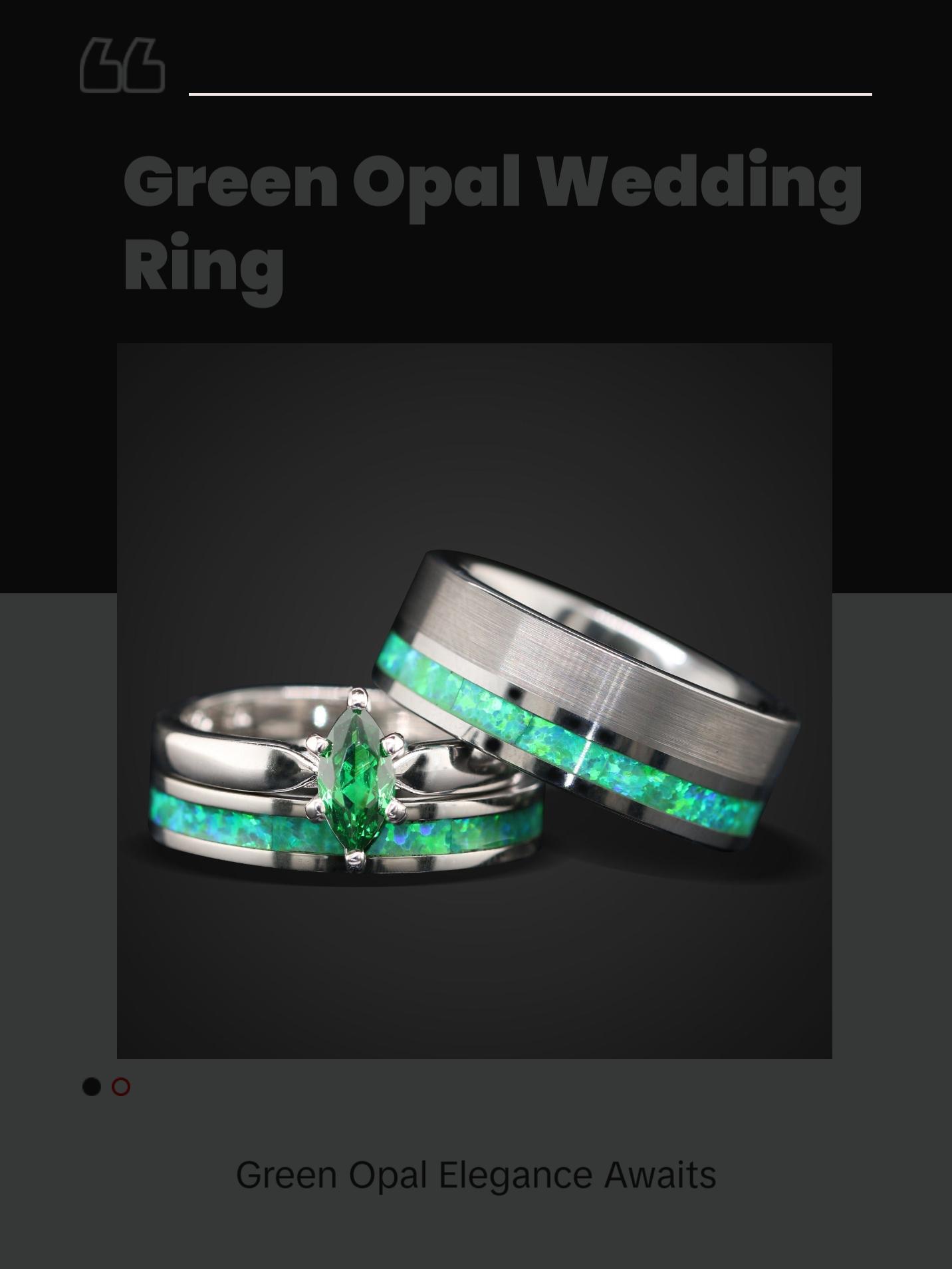 His and Her Green Opal Wedding Ring Set Green Opal Rings