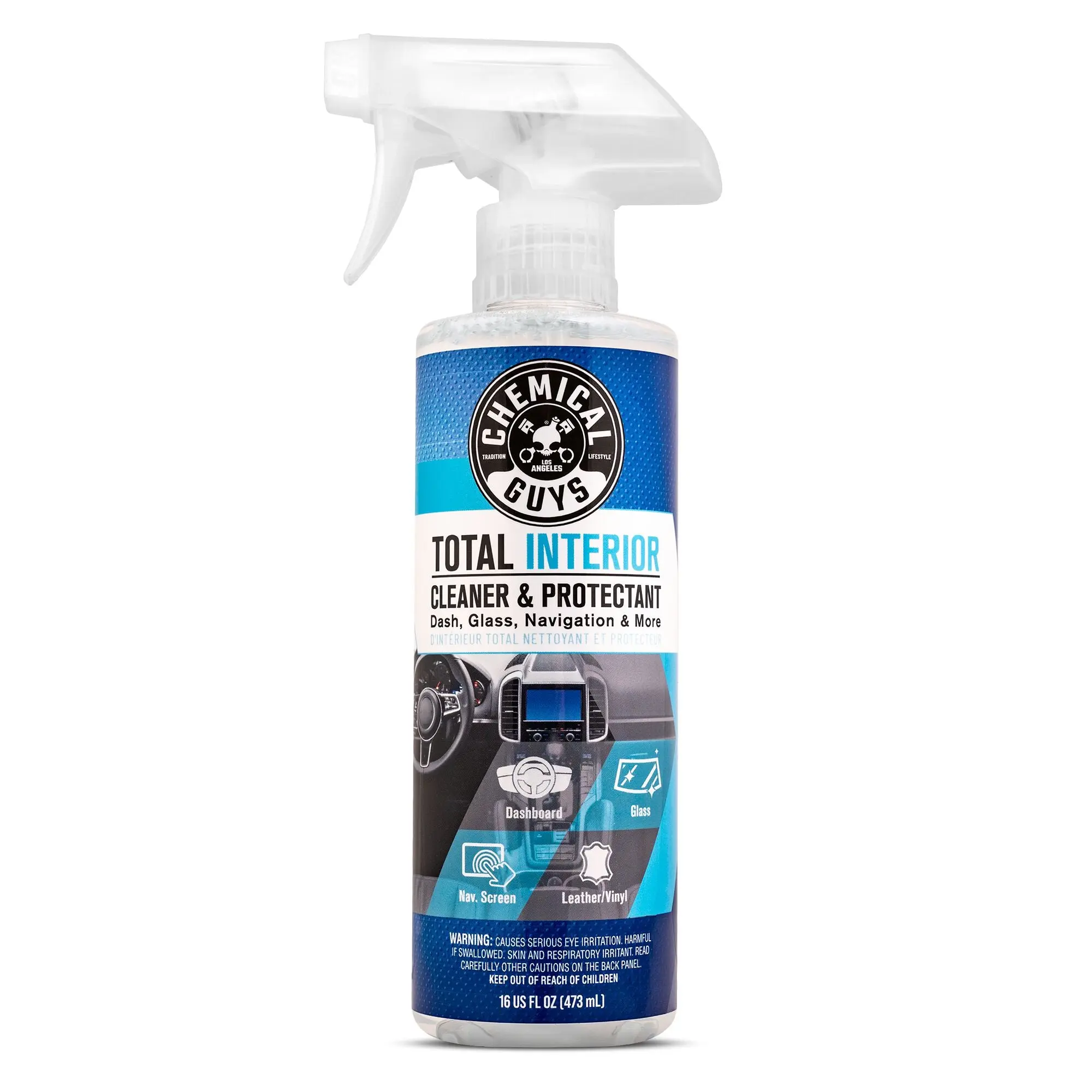 Chemical Guys 1-in-1 Total Interior Cleaner & Protectant, Leather-Safe Detailing Product with UV Protection, Residue-Free Streak-Free Interior Detailing Kit for Vinyl, Plastic, Glass, Car Accessories, Detailing Products