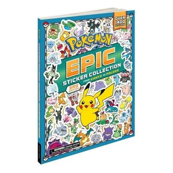 Pokémon Epic Sticker Collection 3rd Ed. Sticker Pack - English, 11" h x 8.5" l x 0.7" w, Region Introductions (Kanto to Paldea, Blueberry Academy Included), 1,400+ Designs, Pikachu Press Paperback Children's Literature & Art Book