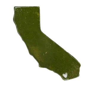 Handmade California City Olive Ceramic Magnet - Custom White Heart Design Souvenir Decor Gift for San Diego Fans 3.5 Inches Long for Magnetic Surfaces
