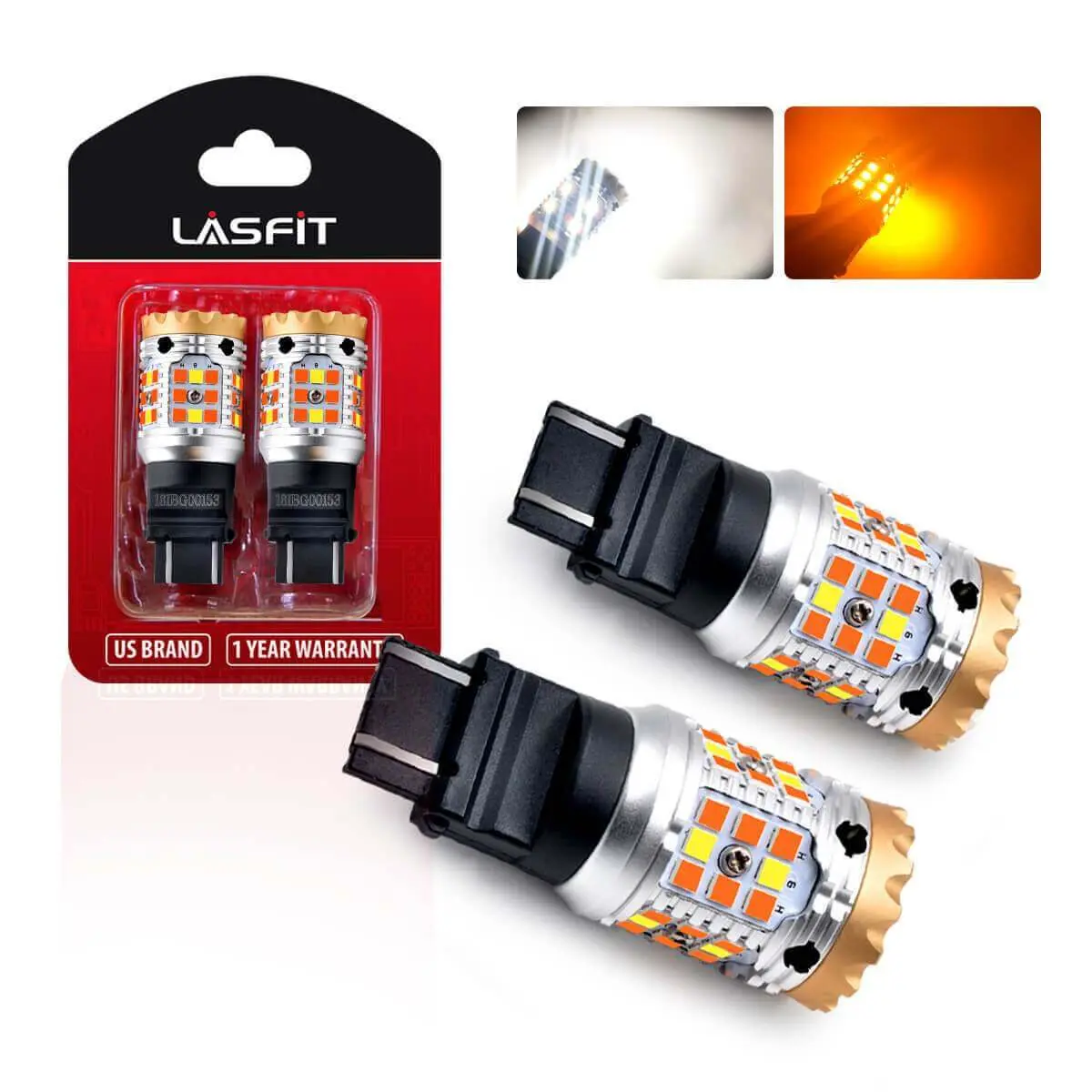 Lasfit Dual Color LED Car Lights - 3157 3057 4057 4157 CANBUS Error-Free Anti-Hyper Flash Switchback Turn Signal LED Front Lights (2 Pack),car accessories