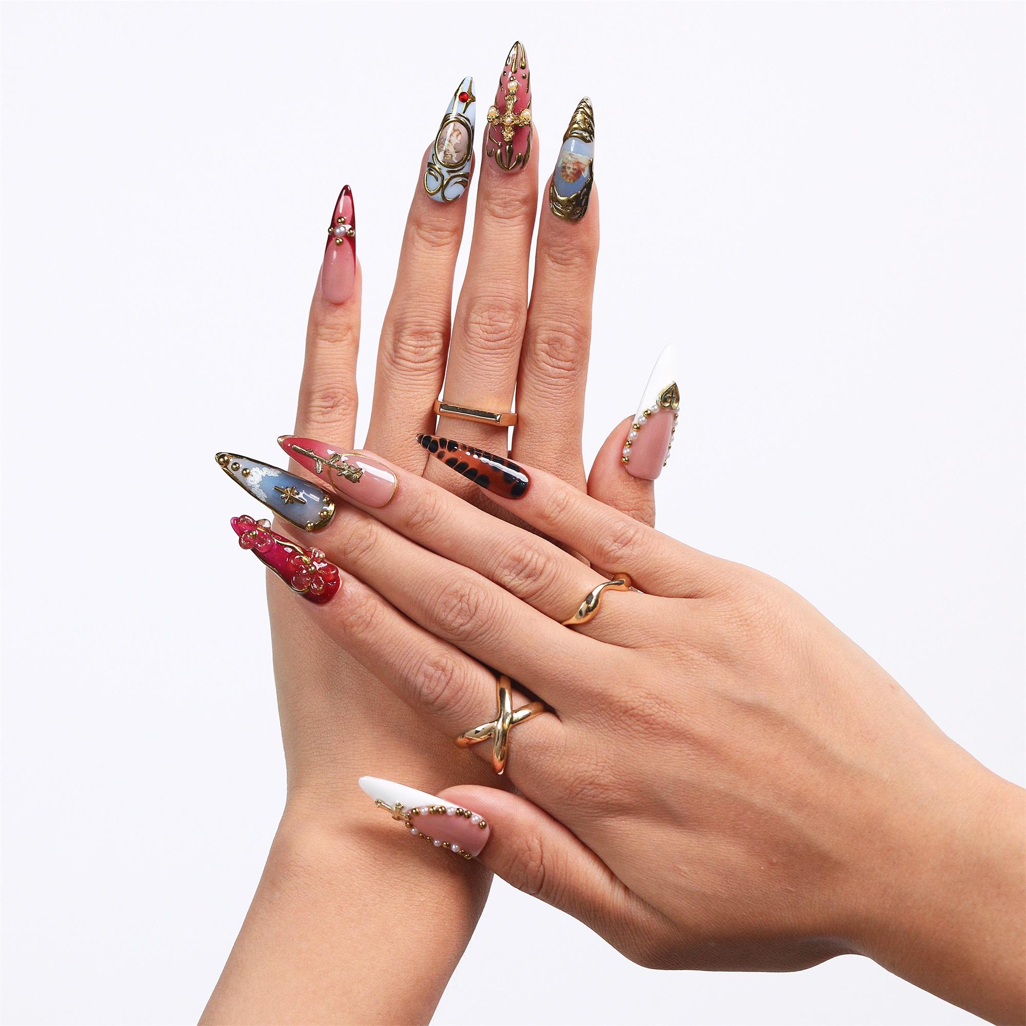NailVesta STILETTO COLLECTION – 100% Handcrafted 3D Press-On Nails | Reusable, Long-Lasting, Salon-Quality NailVesta STILETTO COLLECTION – 100% Handcrafted 3D Press-On Nails | Reusable, Long-Lasting, Salon-Quality