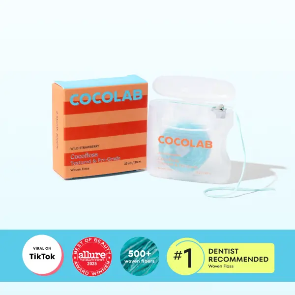 COCOLAB Wild Strawberry Dental Floss - Award-Winning, 500+ Woven Waxed Fibers, Coated in Coconut Oil for Freshness & Plaque Removal - 33 Yd, 2-Month Supply