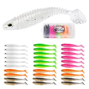 30pcs Soft Plastic Swimbaits with Paddle Tail, T-Tail Fishing Lures for Vertical Jigging and Casting, Freshwater Swimbaits for Bass, Trout, Walleye & Crappie artificial bait
