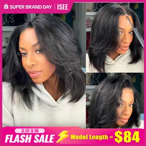 【Model Length=$84】ISEE HAIR Wear Go 9x6 Tpart Layered Cut Bob Yaki Straight Wig 180% & 250% Natural Black & Reddish Brown Deep Part Lace Glueless Wig #SpringStatements